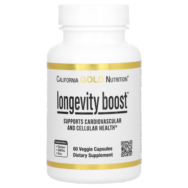 California Gold Nutrition, Longevity Boost, Erg?nzungsmittel zur Steigerung der Langlebigkeit, 60 pflanzliche Kapseln