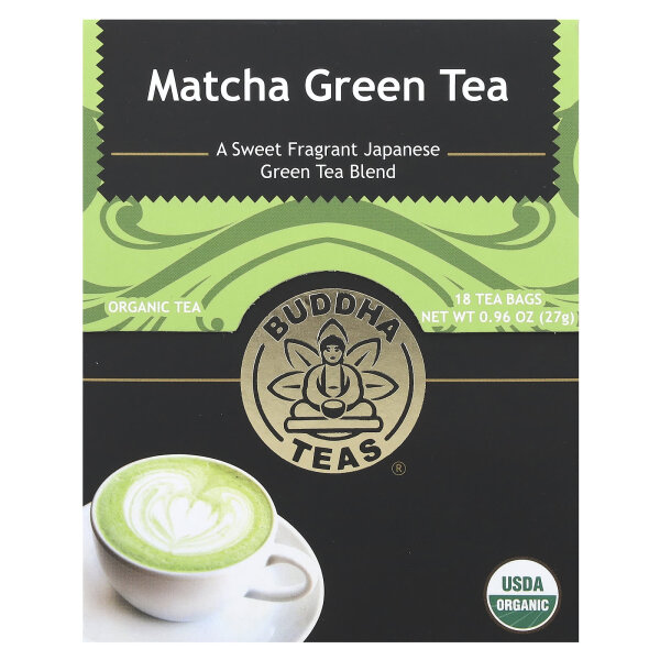 Buddha Teas, Organic Tea, Bio-Tee, gr?ner Matcha, 18 Teebeutel, 27 g