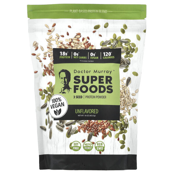 Dr. Murrays, Super Foods, 3-Samen-Proteinpulver, geschmacksneutral, 453,5 g