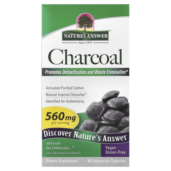 Natures Answer, Charcoal, Aktivkohle, 560 mg, 90 pflanzliche Kapseln