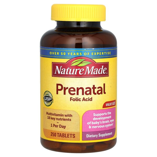 Nature Made, Prenatal Folic Acid, pr?natale Fols?ure, 250 Tabletten