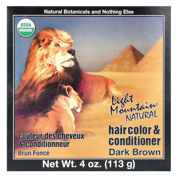 Light Mountain, Bio Haarfarbe und Sp?lung, Dunkelbraun, 113 g