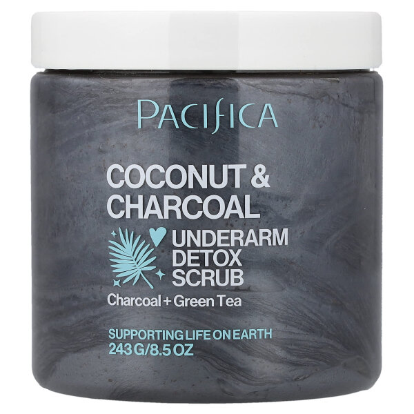 Pacifica, Coconut & Charcoal, Underarm Detox Scrub, Detox-Peeling f?r die Achseln, Kokosnuss und Aktivkohle, 205 ml