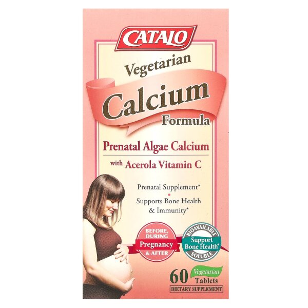CATALO, pr?natales Algen-Calcium mit Vitamin C aus Acerola, 60 vegetarische Tabletten