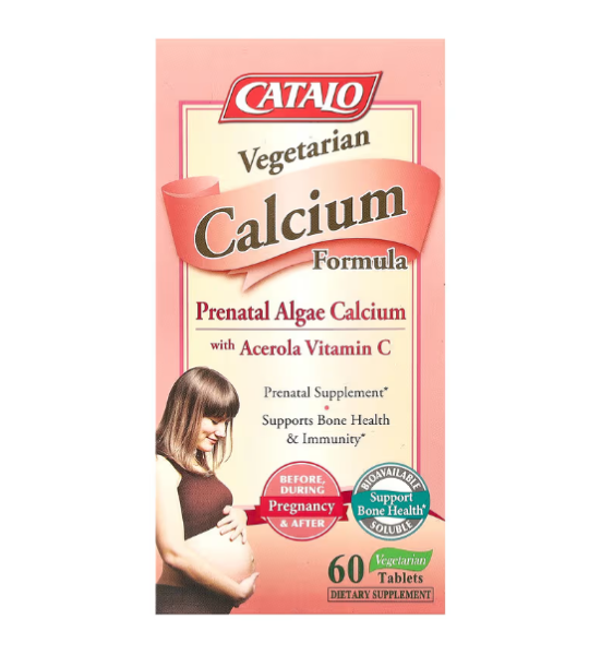 CATALO, pr?natales Algen-Calcium mit Vitamin C aus Acerola, 60 vegetarische Tabletten