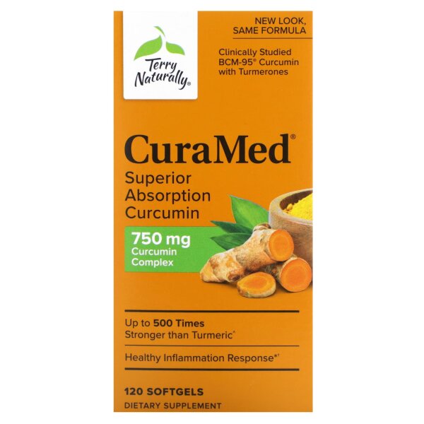 Terry Naturally, CuraMed, Superior Absorption Curcumin, Kurkumin mit ?berragender Aufnahme 750 mg, 120 Weichkapseln