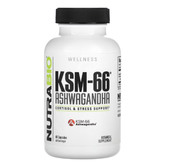 NutraBio, KSM-66, Ashwagandha, 60 Kapseln