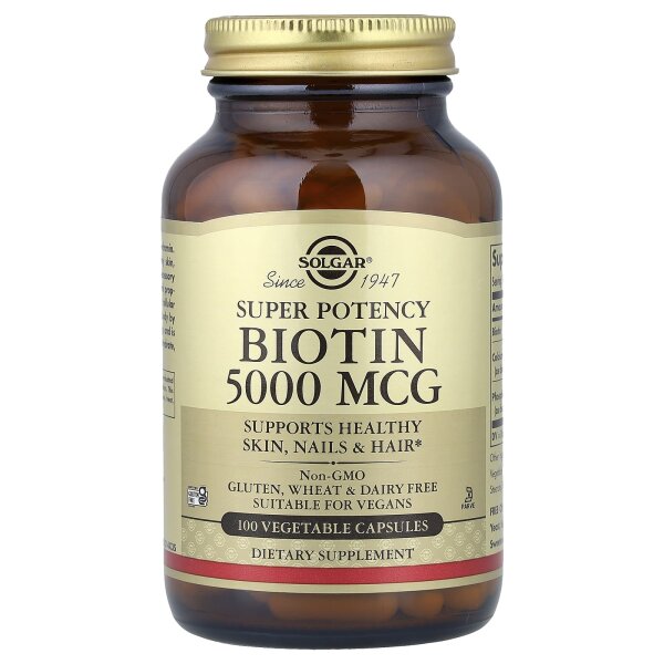 Solgar, Biotin, 5.000 mcg, 100 vegetarische Kapseln