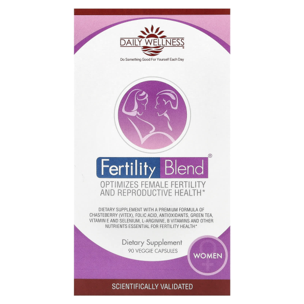 Daily Wellness Company, Fertility Blend for Women, Mischung zur Unterst?tzung der Fruchtbarkeit f?r Frauen, 90 pflanzliche Kapseln