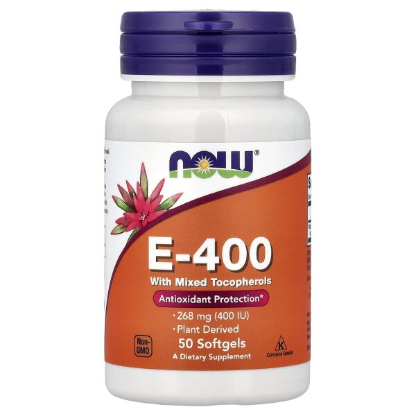 NOW Foods, E-400, 268 mg (400 IU), 50 Weichkapseln