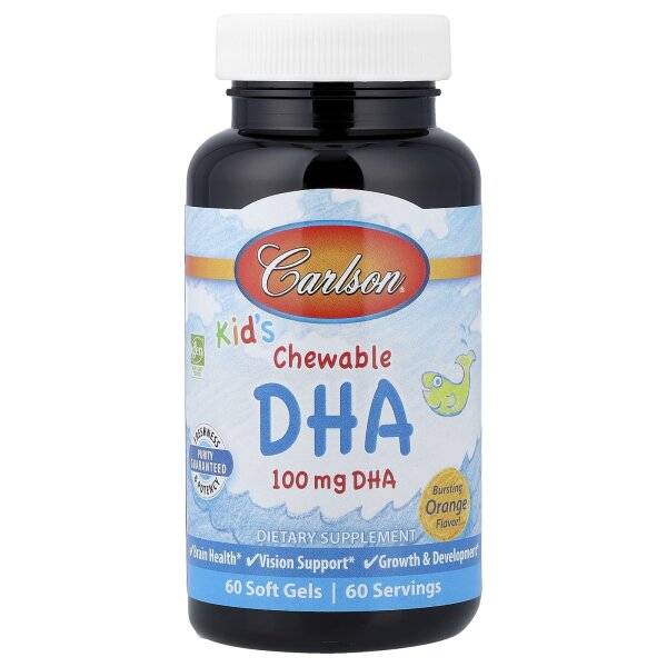 Carlson, Kids Chewable DHA, Bursting Orange, 100 mg, 60 Weichkapseln