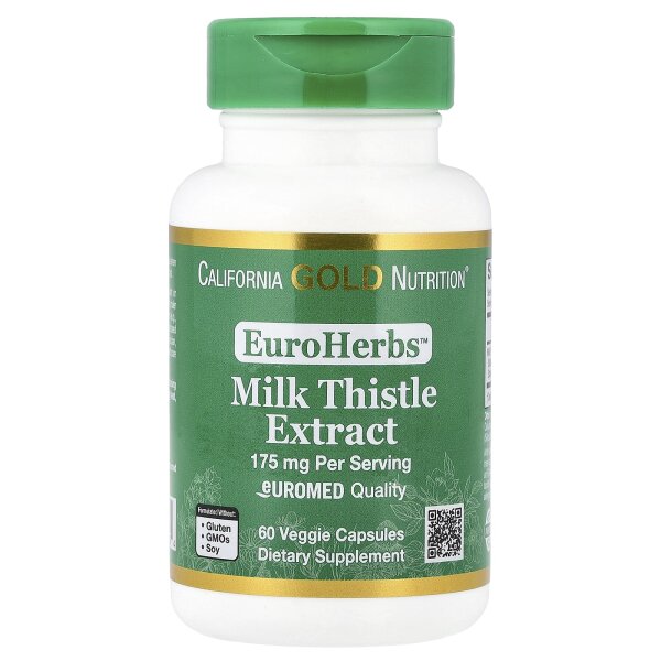 California Gold Nutrition, EuroHerbs, Milk Thistle Extract, Euromed Quality, Mariendistelextrakt, Euromed-Qualit?t, 175 mg, 60 pflanzliche Kapseln
