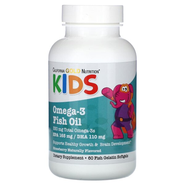 California Gold Nutrition, Kids Omega-3 Fish Oil, Omega-3-Fisch?l f?r Kinder, nat?rlicher Erdbeergeschmack, 60 Fischgelatine-Weichkapseln