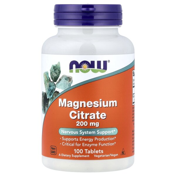 NOW Foods, Magnesiumcitrat, 200 mg, 100 Tabletten