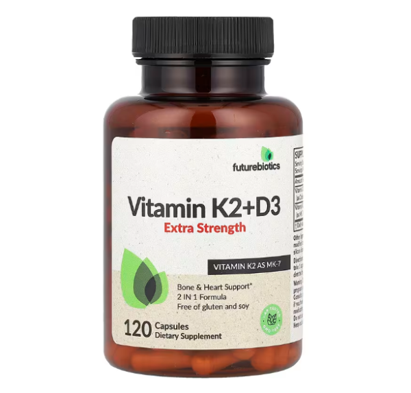 Futurebiotics, Vitamin K2 + D3, extra stark, 120 Kapseln