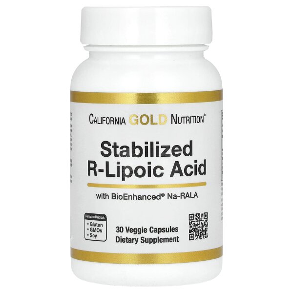 California Gold Nutrition, Stabilized R-Lipoic Acid, stabilisierte R-Lipons?ure, 30 pflanzliche Kapseln