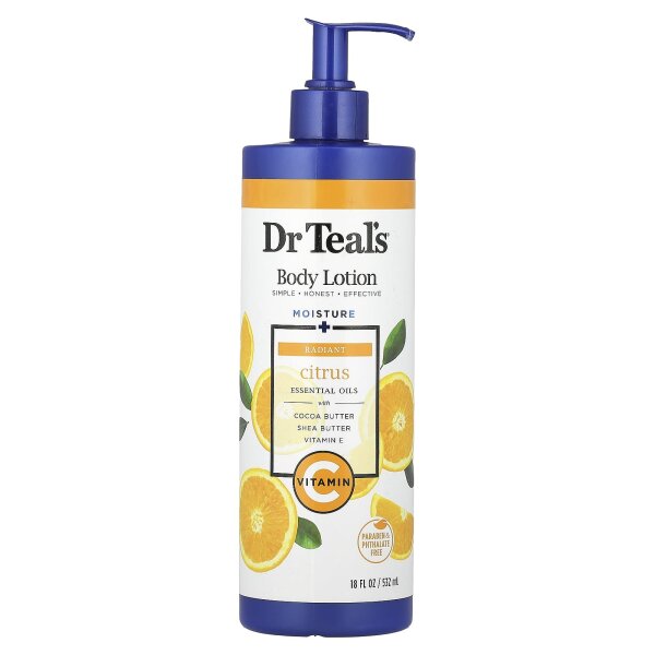 Dr. Teals, Body Lotion, Moisture + Radiant, K?rperlotion, Feuchtigkeit + Radiant, Zitrus, 532 ml