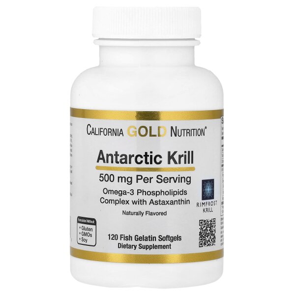 California Gold Nutrition, Antarctic Krill Oil, 500mg, 120 stk.