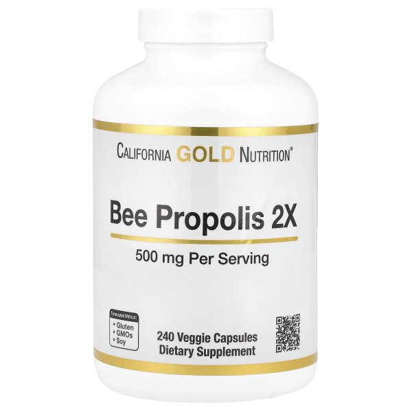 California Gold Nutrition, Bee Propolis 2X, 500 mg, 240 vegetarische Kapseln