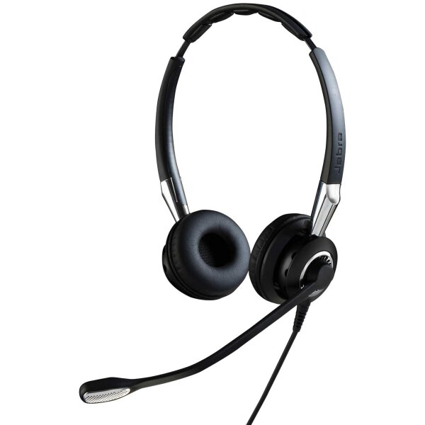 Jabra Biz 2400 II QD On-Ear Stereo Headset mit Schnelltrennkupplung - Leichtgewichtiger Noise Cancelling Kabel-Kopfhörer mit HD Voice und weichem Kopfpolster für Tischtelefone