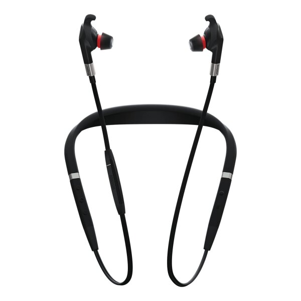 Jabra Evolve 75e MS Wireless Earbuds – Microsoft Certified Earphones With Long-Lasting Battery Life – Vibrating Neckband and Busylight – Black