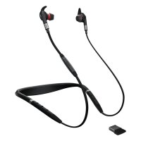 Jabra Evolve 75e MS Wireless Earbuds – Microsoft Certified Earphones With Long-Lasting Battery Life – Vibrating Neckband and Busylight – Black