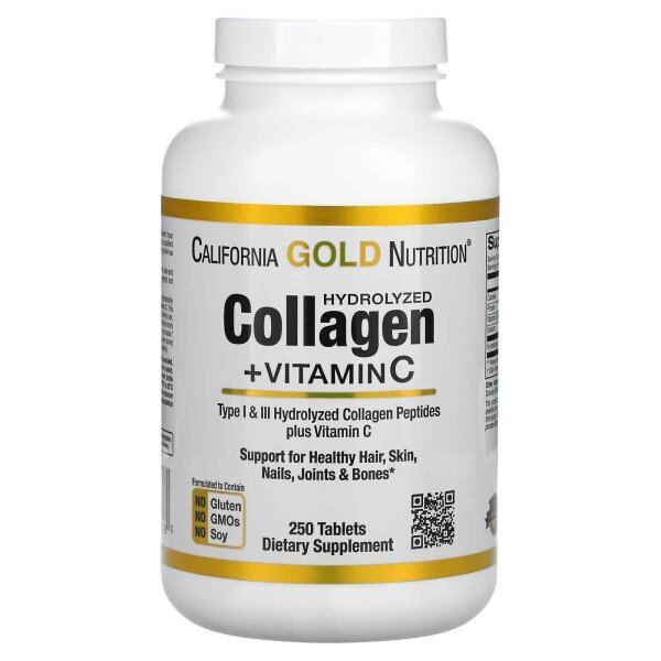 California Gold Nutrition, Hydrolyzed Collagen Peptides + Vitamin C, 250 Stk.