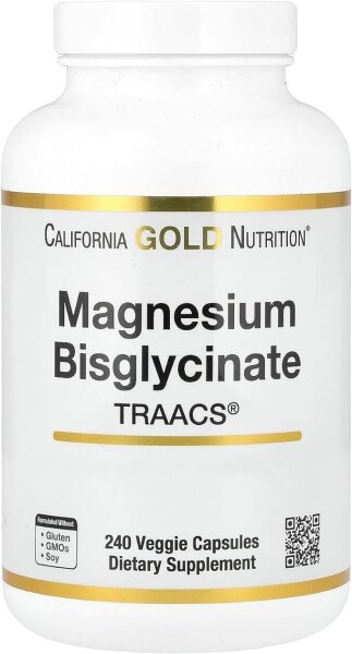 California Gold Nutrition, Magnesium Bisglycinate, 200 mg, 240 veg. Kapseln