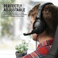 DROP Massdrop x Sennheiser PC37X Gaming-Headset – Mikrofon mit Geräuschunterdrückung mit Over-Ear-Design, 3 m abnehmbares Kabel und Velours-Ohrpolstern, Schwarz