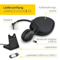 Jabra Evolve2 65 Wireless PC Headset mit Ladestation...