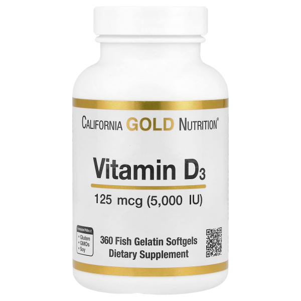 California Gold Nutrition, Vitamin D3, 125 mcg (5.000 IU), 360 Weichkapseln