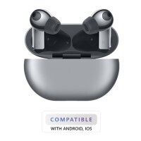 HUAWEI FreeBuds Pro True Wireless Bluetooth Kopfhörer mit intelligenter Geräuschunterdrückung, 3 Mikron System, schnelles kabelloses Aufladen, Silber Frost, 55033466, Silberfrost