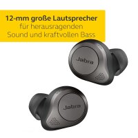 Jabra Elite 85t True Wireless In-Ear Bluetooth Kopfhörer - Earbuds mit Advanced Active Noise Cancellation und kraftvollen Lautsprechern - Kabelloses Ladegehäuse - titanschwarz, Einheitsgröße