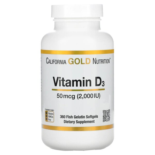 California Gold Nutrition, Vitamin D3, 50 mcg (2.000 IU), 360 Weichkapseln