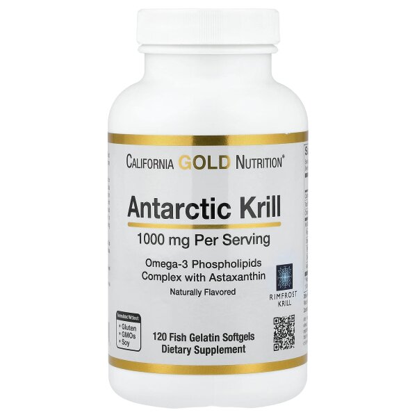 California Gold Nutrition,Antarctic Krill Oil,Strawberry & Lemon Flavour, 120Stk