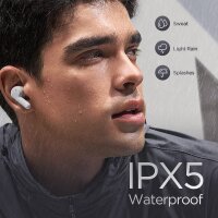 Amazfit Powerbuds Pro Sport Kopfhörer Bluetooth kabellose Earbuds mit aktiver Noise Cancelling, Herzfrequenzüberwachung, Fitnesstracking, 4 Modi, 6 Mikrofonen, 30H Spielzeit, Weiß, Normal