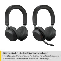Jabra Evolve2 75 Wireless PC Headset BITTE LESEN mit 8-Mikrofon-Technologie - Dual-Foam-Stereo-Kopfhörer mit moderner aktiver Geräuschunterdrückung, USB-A Bluetooth-Adapter und MS Teams-Kompatibilität - Schwarz
