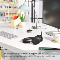 Jabra Evolve2 75 Wireless PC Headset BITTE LESEN mit 8-Mikrofon-Technologie - Dual-Foam-Stereo-Kopfhörer mit moderner aktiver Geräuschunterdrückung, USB-A Bluetooth-Adapter und MS Teams-Kompatibilität - Schwarz