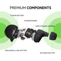 Belkin SoundForm Immerse True Wireless In-Ear-Kopfhörer, hybrides ANC, drahtloses Laden, IPX5-Wasserschutz, „Wo ist?“ von Apple, von Belkin für iPhone, Galaxy, Pixel, Schwarz, AUC003, One Size