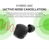 Belkin SoundForm Immerse True Wireless In-Ear-Kopfhörer, hybrides ANC, drahtloses Laden, IPX5-Wasserschutz, „Wo ist?“ von Apple, von Belkin für iPhone, Galaxy, Pixel, Schwarz, AUC003, One Size