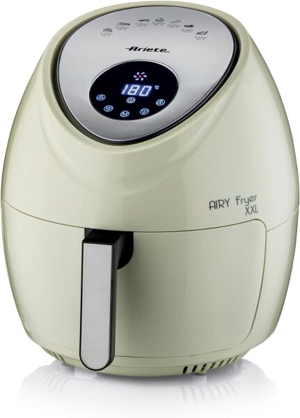 Ariete Airy Fryer XXL 4618, Heißluftfritteuse 7 Liter, 60-Minuten-Timer, LCD- und Touchscreen mit 7 Garstufen, Maximaltemperatur 200° C, Fassungsvermögen 2,5Kg, 1800W, Beige