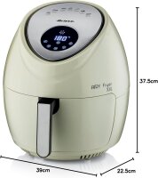 Ariete Airy Fryer XXL 4618, Heißluftfritteuse 7 Liter, 60-Minuten-Timer, LCD- und Touchscreen mit 7 Garstufen, Maximaltemperatur 200° C, Fassungsvermögen 2,5Kg, 1800W, Beige