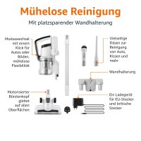 Amazon Basics Akku-Staubsauger, 2-in-1-Gerät, mit DC-Motor, 150 W, 0,7 l, Weiß/Schwarz