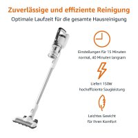 Amazon Basics Akku-Staubsauger, 2-in-1-Gerät, mit DC-Motor, 150 W, 0,7 l, Weiß/Schwarz