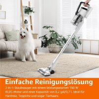 Amazon Basics Akku-Staubsauger, 2-in-1-Gerät, mit DC-Motor, 150 W, 0,7 l, Weiß/Schwarz