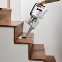 Amazon Basics Akku-Staubsauger, 2-in-1-Gerät, mit DC-Motor, 150 W, 0,7 l, Weiß/Schwarz