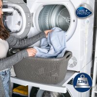 CARE+PROTECT Universaler Zwischenbaurahmen mit ausziehbarem Boden für Waschmaschinen und Trockner, passend für Geräte mit Tiefe 47-62 cm, platzsparend, weiß, eckige Front