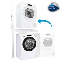 CARE+PROTECT Universaler Zwischenbaurahmen mit ausziehbarem Boden für Waschmaschinen und Trockner, passend für Geräte mit Tiefe 47-62 cm, platzsparend, weiß, eckige Front