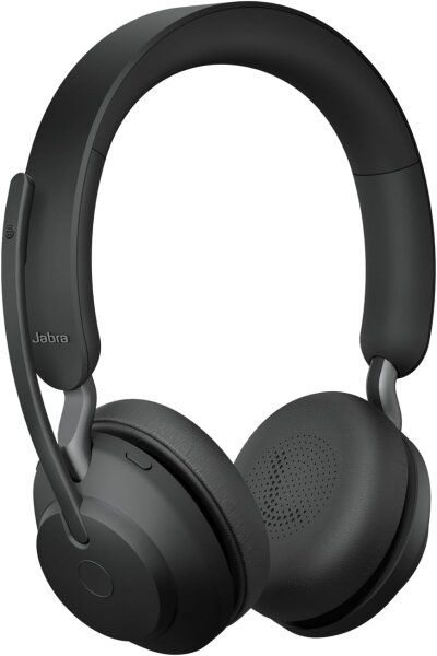 Jabra Evolve2 65 Wireless PC Headset with Charging Stand – Noise Cancelling Microsoft Teams Certified Mono Headphones With Long-Lasting Battery – USB-C Bluetooth Adapter – Beige #1