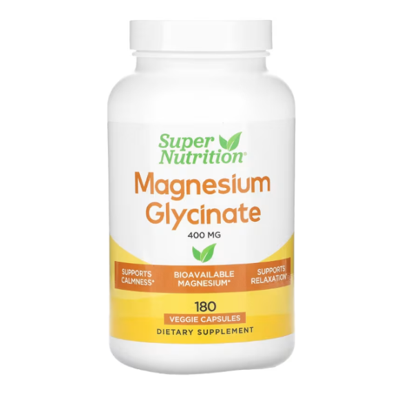 Super Nutrition, Magnesium Glycinate, Magnesiumglycinat, 400 mg, 180 pflanzliche Kapseln (133 mg pro Kapsel)